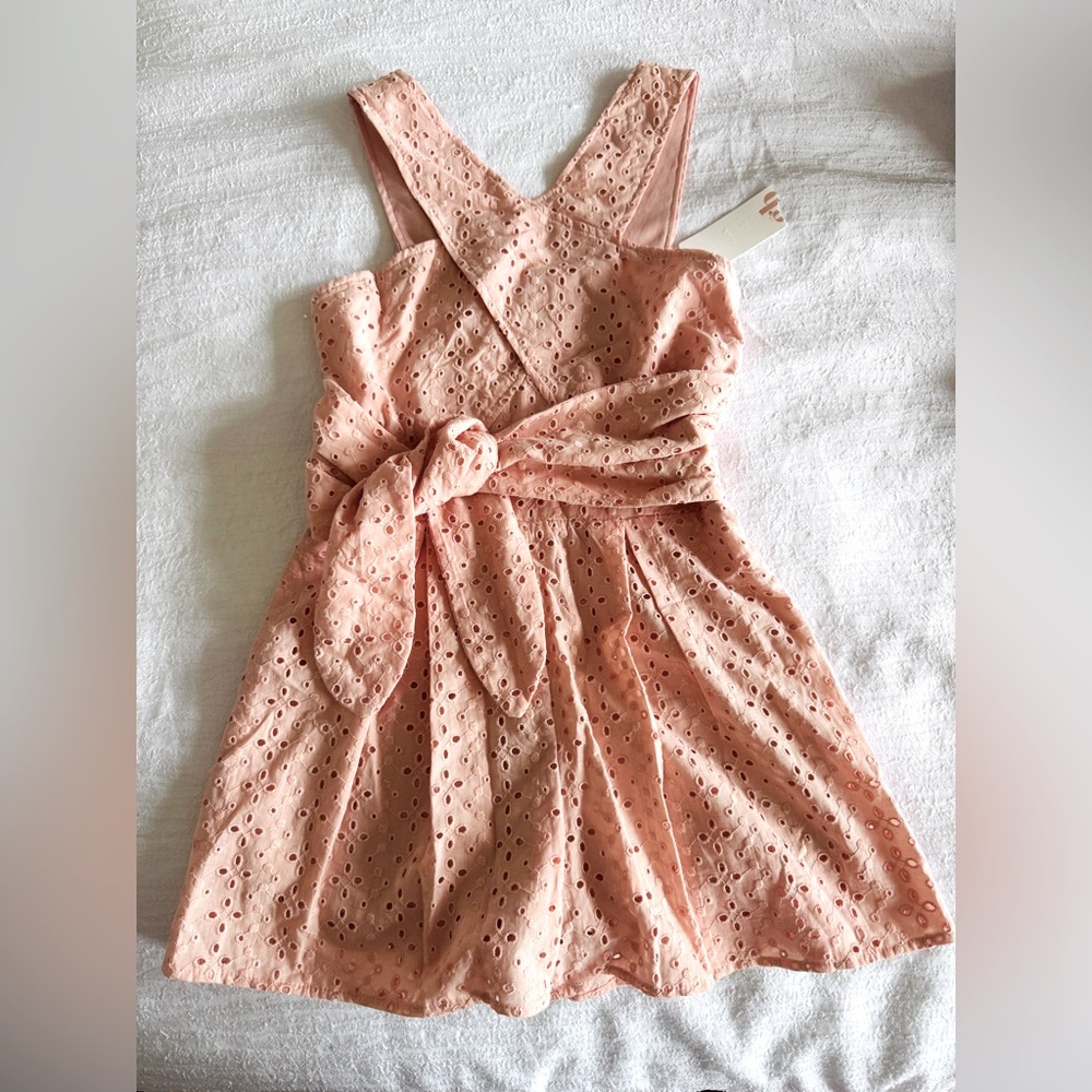 Pink Eyelet Halter Cross Romper